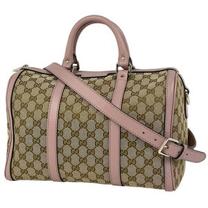 Gucci GG handbag shoulder bag Boston canvas beige pink